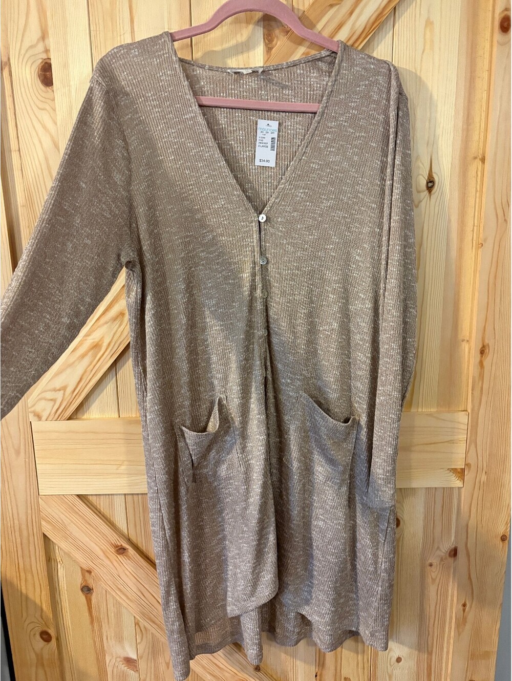 Maurices Women's XL Beige Button-Up Cardigan with Pockets NWT